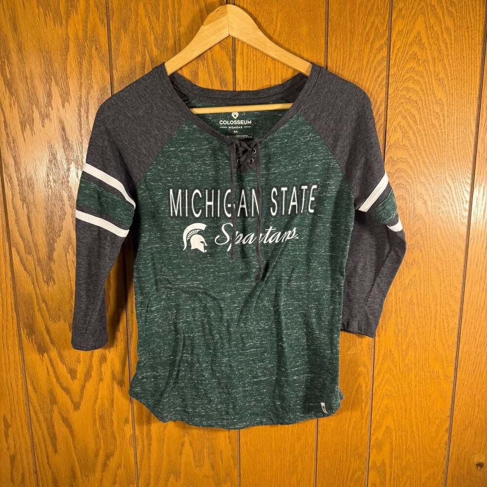 Colosseum Michigan State Spartans Women's Size M Lace-Up 3/4 Sleeve Shirt